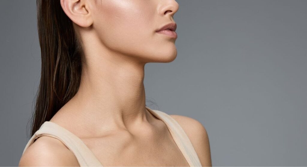 Profile view of a patient's chin and neck contour