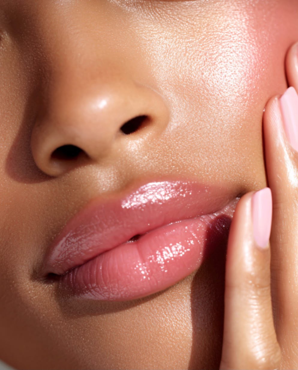Close-up of natural, balanced lip filler results